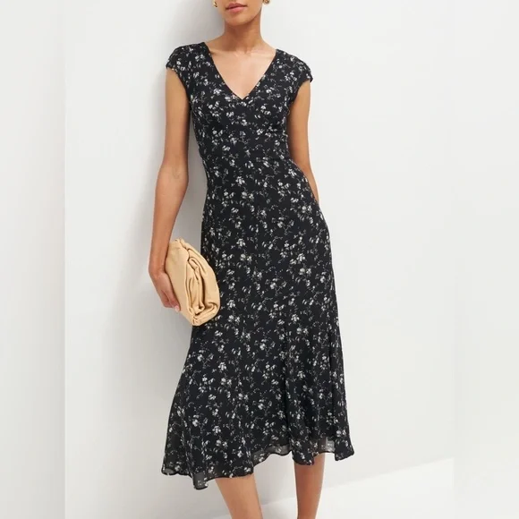 NWT Reformation Baden Dress in Lucien Black Floral |  size 2 - Picture 4 of 11